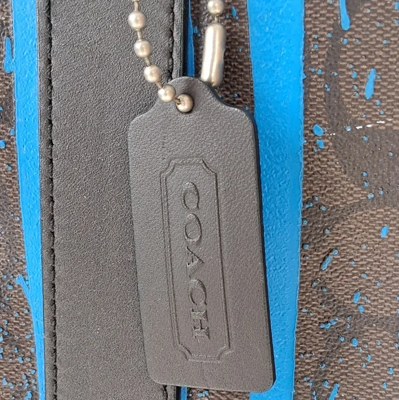 Coach x Krink Drip Paint Blue/Black Tote Bag Women's Rare Large - Picture 6 of 10